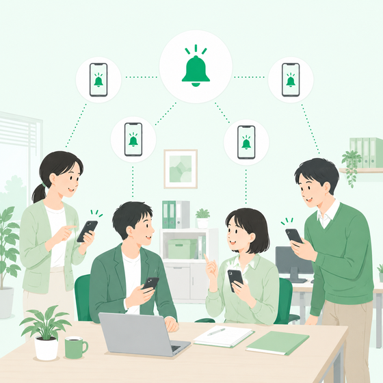 複数人で通知に気づき対応を共有するイメージ